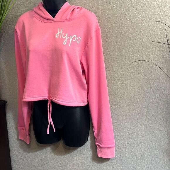 #303 Hypo fitness, Barbie pink, long sleeve cropped hoodie, size XL juniors - Picture 4 of 10